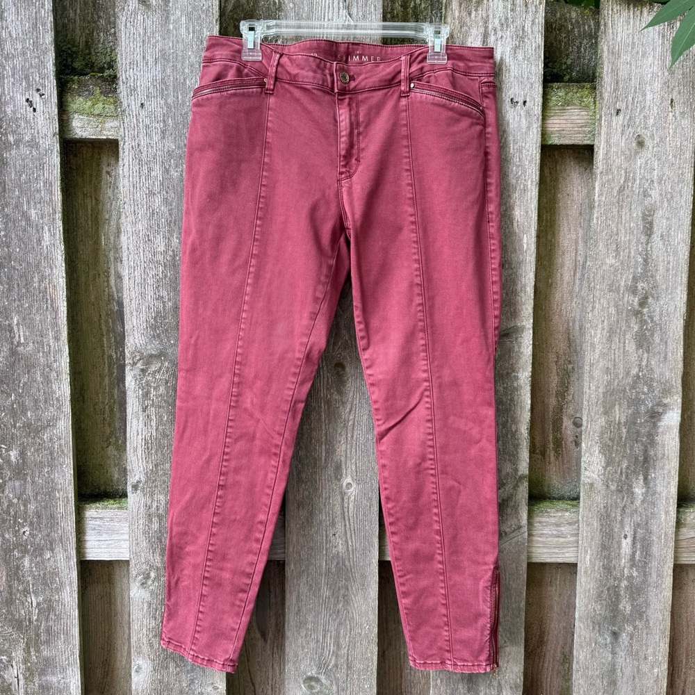 Maroon skimmer pants with zipper ankle
